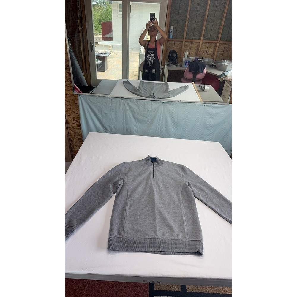 Ted Baker Mens Gray Half-Zip Sweater Size 3 Cotton Blend Ribbed Pullover